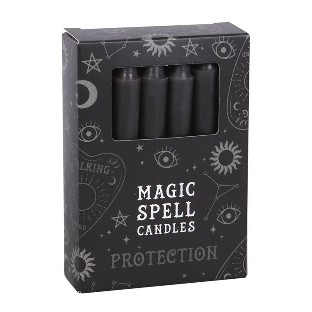 Set of 12 Black 'Protection' Spell Candles