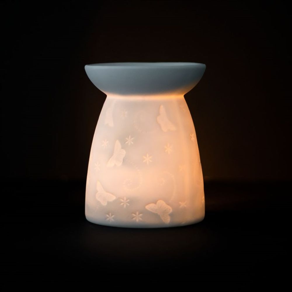 White Ceramic Butterfly Oil Burner